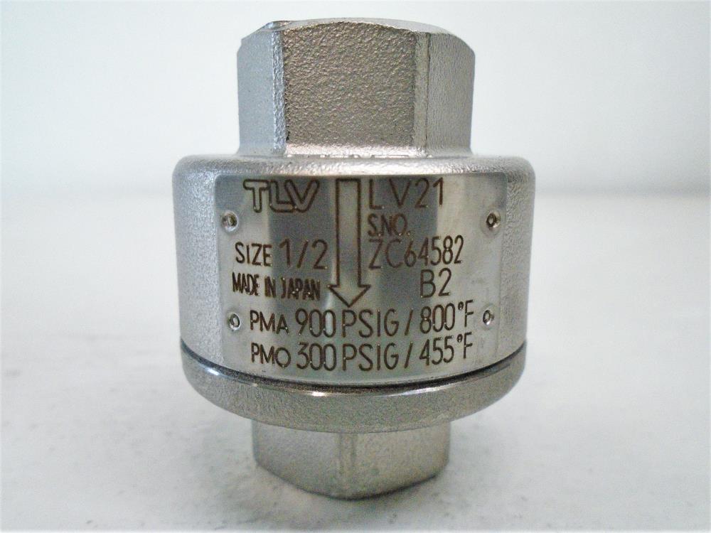TLV Thermostatic Steam Trap LV21, Stainless Steel, 1/2" NPT